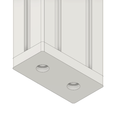 32-4590WS-1 MODULAR SOLUTIONS FOOT & CASTER CONNECTING PLATE<BR>45MM X 90MM NO HOLES, SOLID ALUMINUM W/HARDWARE